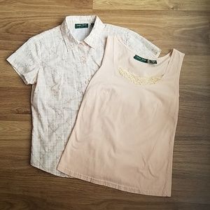 Lemon Grass Button Down Blouse with matching Tank